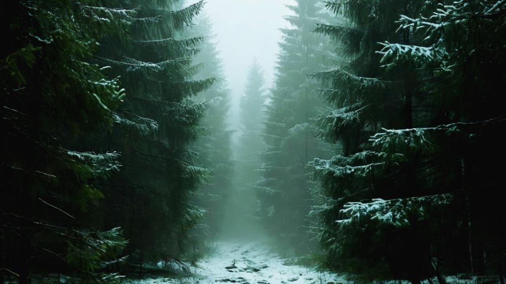 Misty Winter Forest wallpaper