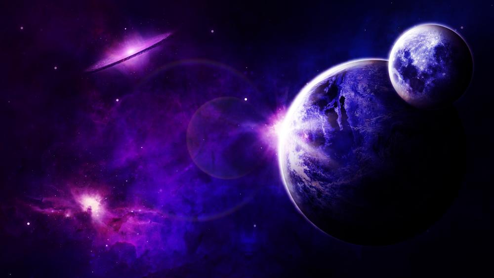 Interstellar Dreams in Purple Cosmos 8K wallpaper