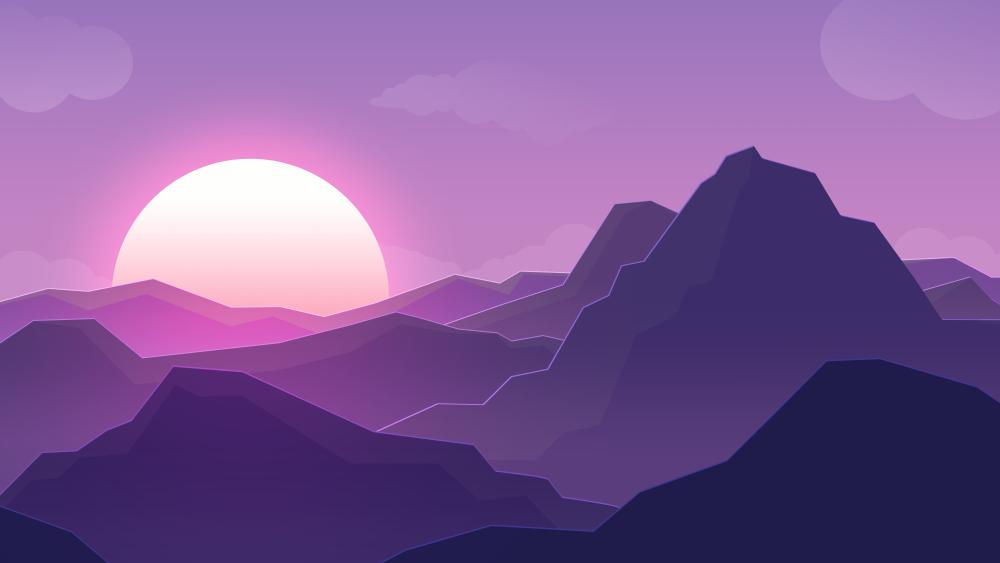 Sun set on the mountains wallpaper