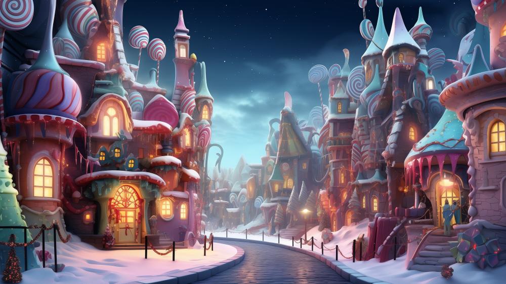 Christmas Fantasy Village in 4K Artistry wallpaper