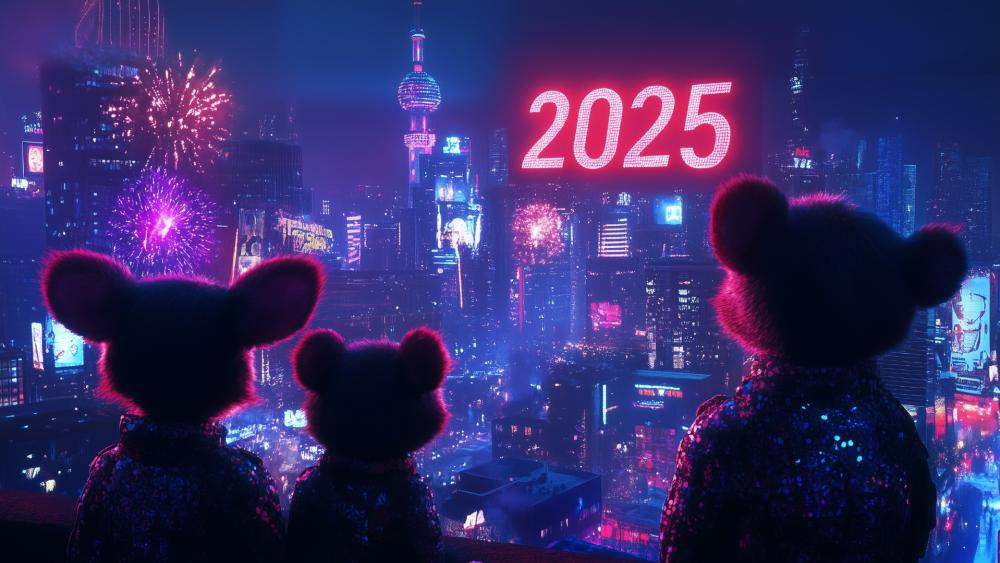 New Year 2025 Neon Extravaganza wallpaper