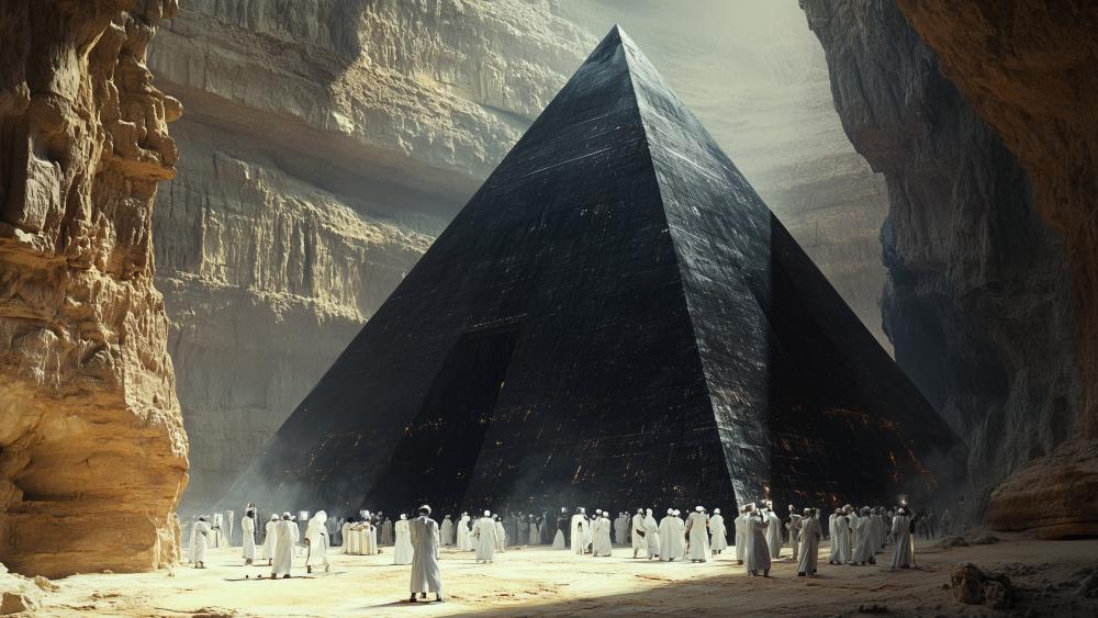 Enigmatic Pyramid of the Ancients in Sci-Fi Realm wallpaper