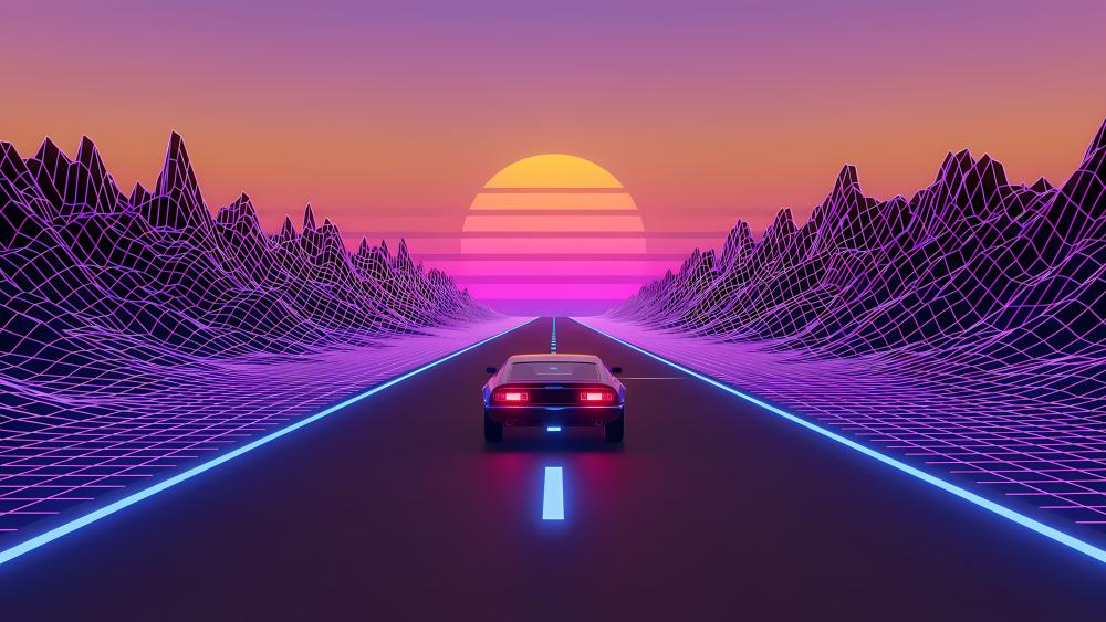 Neon Journey to the Digital Horizon wallpaper