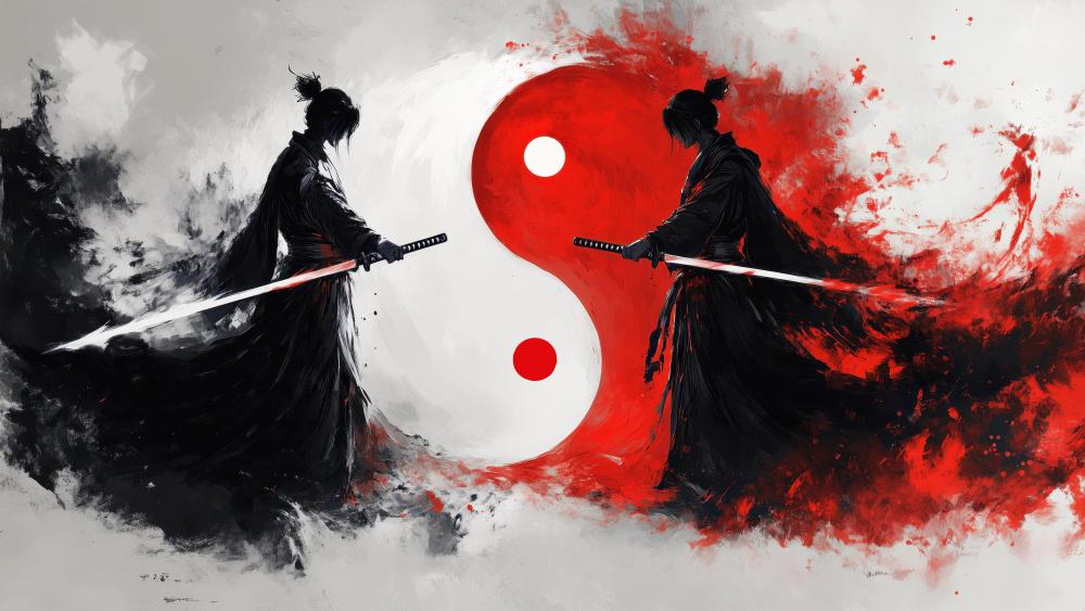 Yin and Yang Samurai Duel wallpaper