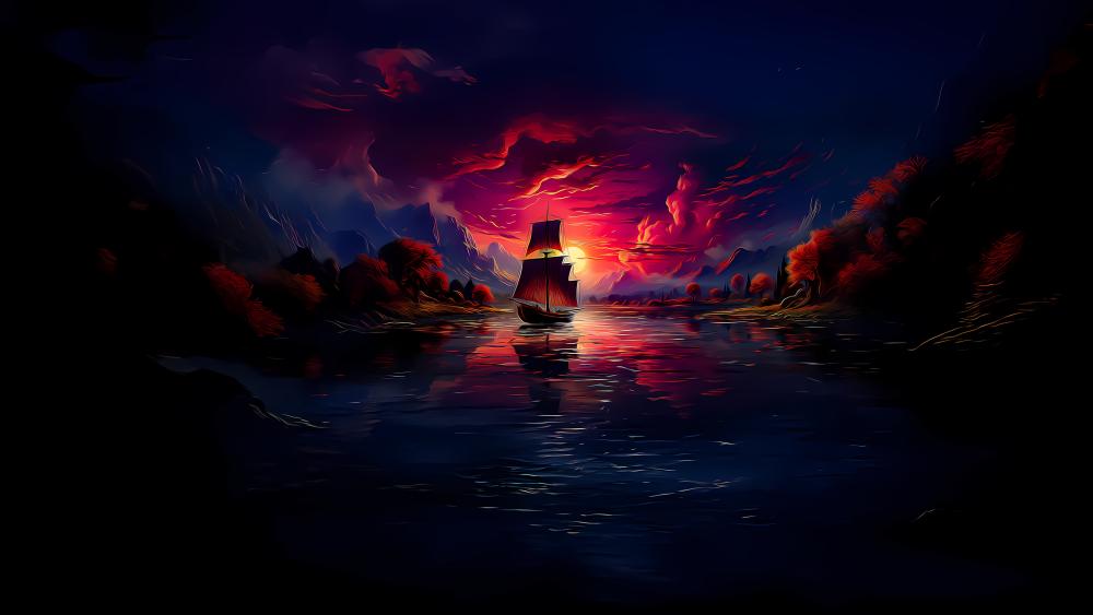 Mystical Voyage at Dusk wallpaper