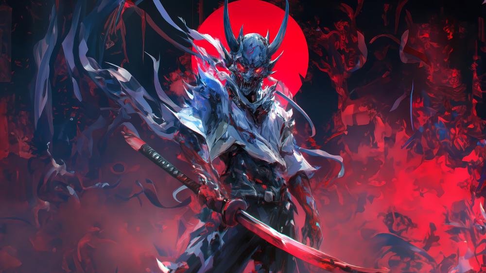 Demon Samurai with Enchanted Katana wallpaper