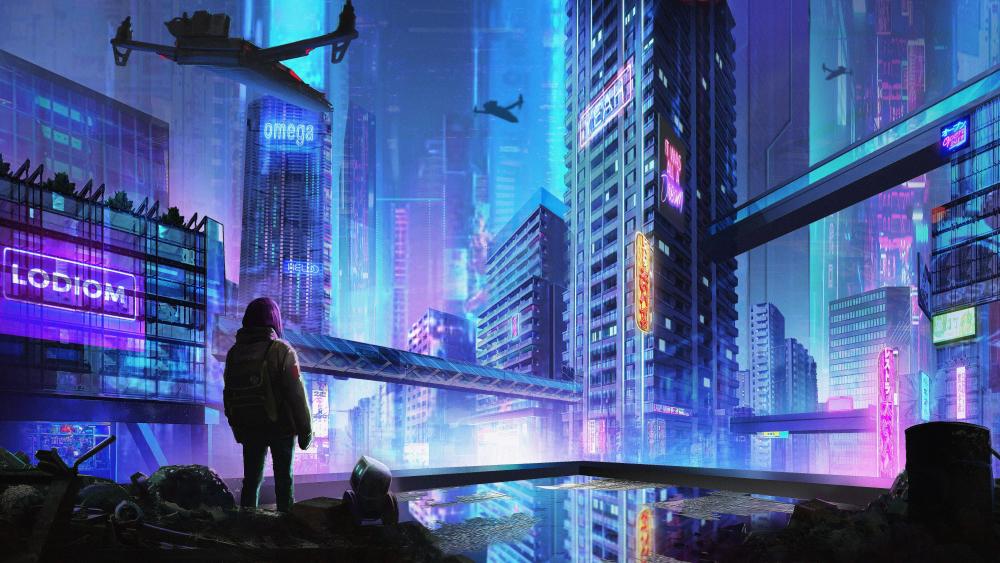 Neon Dreams of a Futuristic City wallpaper