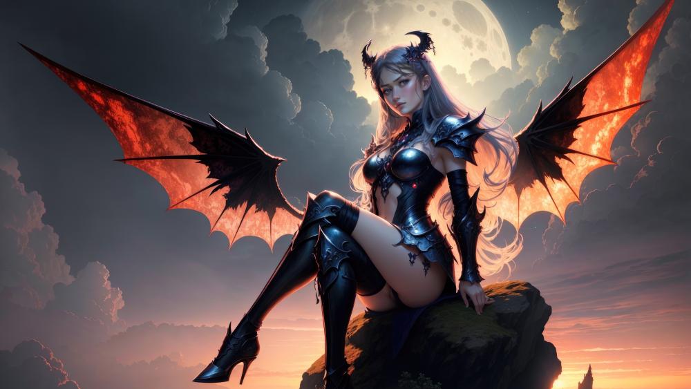 Winged Enchantress Under the Moonlight wallpaper