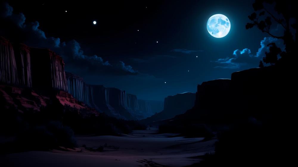 A Moonlit Canyon Dreamscape wallpaper