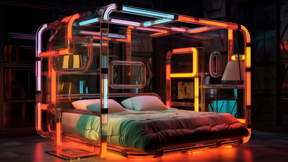 Futuristic Neon Dreamscape Bedroom wallpaper