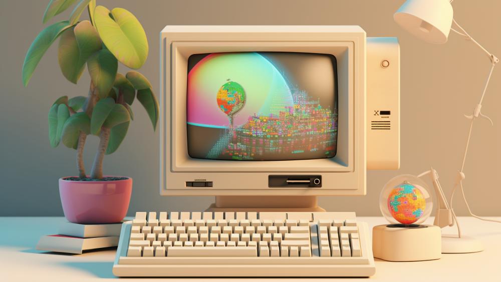 Retro Vibes in a Modern Workstation wallpaper