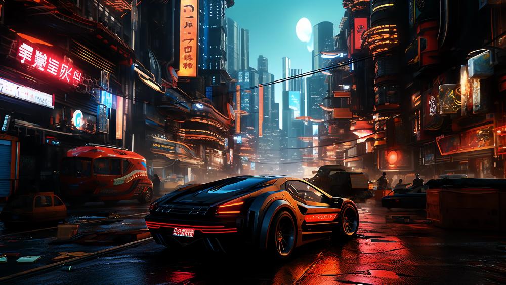 Cyberpunk Dreams Neon Nightscape wallpaper