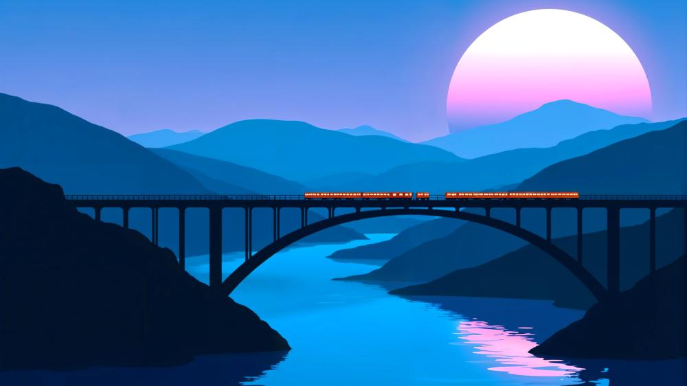 Midnight Journey Across Mystical Bridges wallpaper