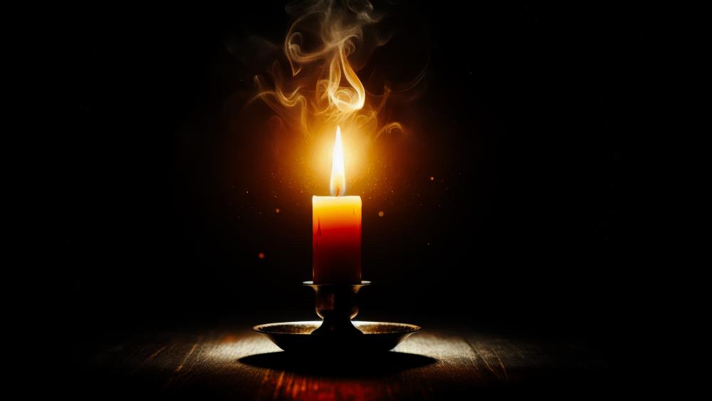 Burning Candle in the dark wallpaper