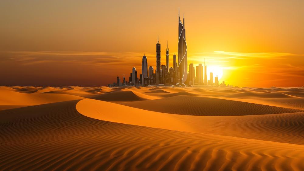 Towers of Tomorrow in the Sands of Time wallpaper