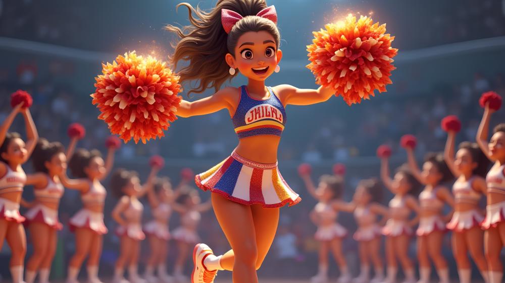 Cheerful Anime Cheerleader in Stunning 4K Art wallpaper