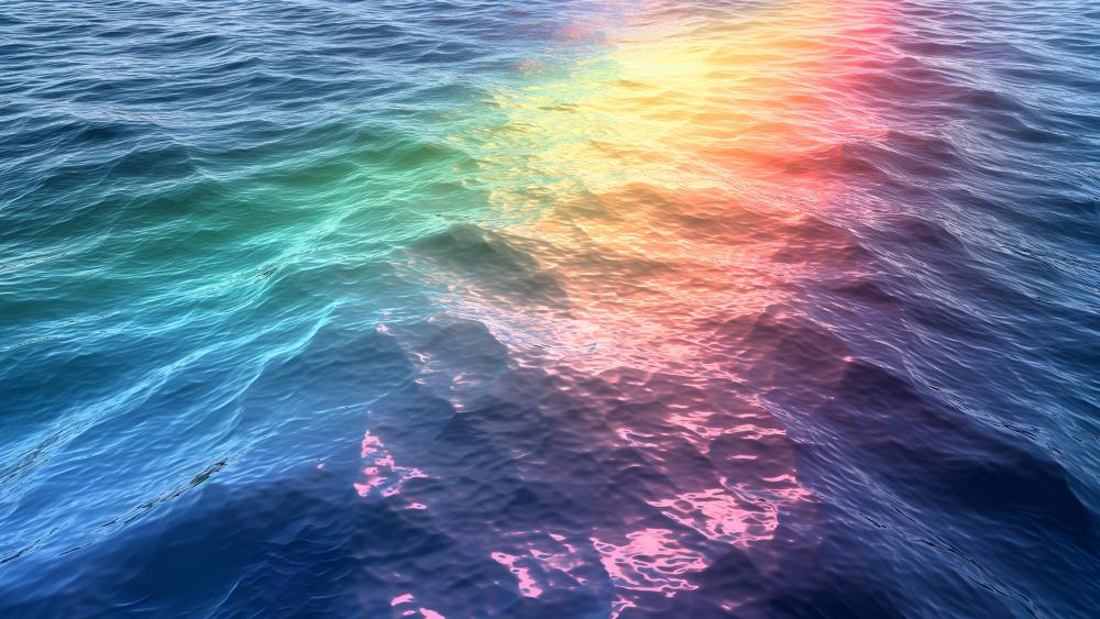 Rainbow Waves Dance on the Ocean Surface wallpaper