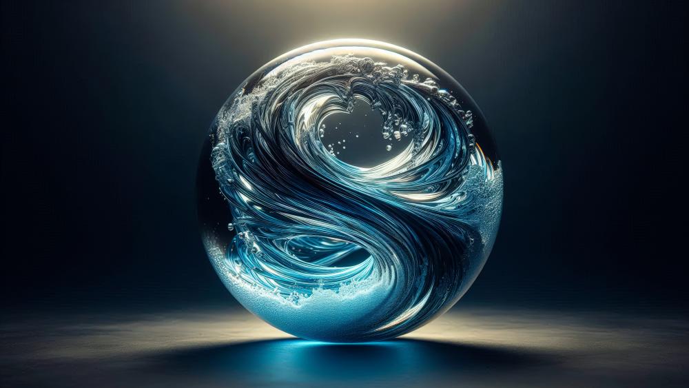 Swirling water in a glass sphere  wallpaper