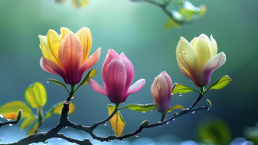 Spring's Magnificent Magnolia Blossom in 5K Splendor wallpaper