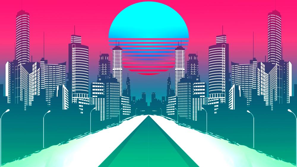 Synthwave Cityscape Dreamscape wallpaper