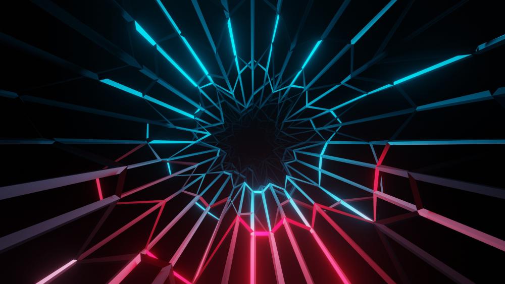 Neon Nexus: Red and Blue Geometry wallpaper