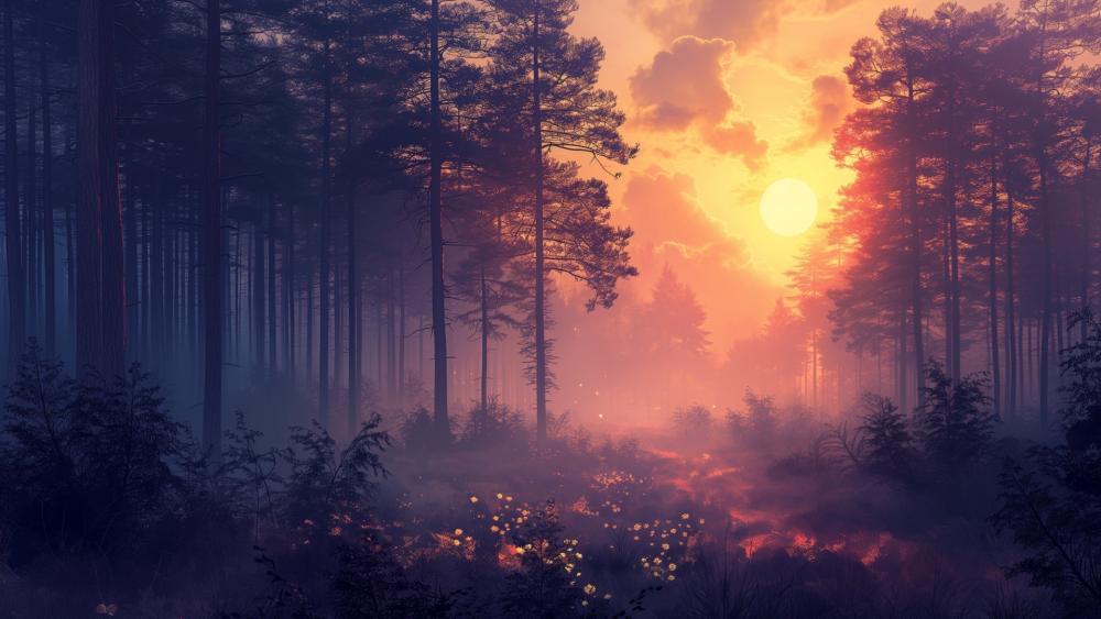 Whispers of the Enchanted Forest at Dusk wallpaper