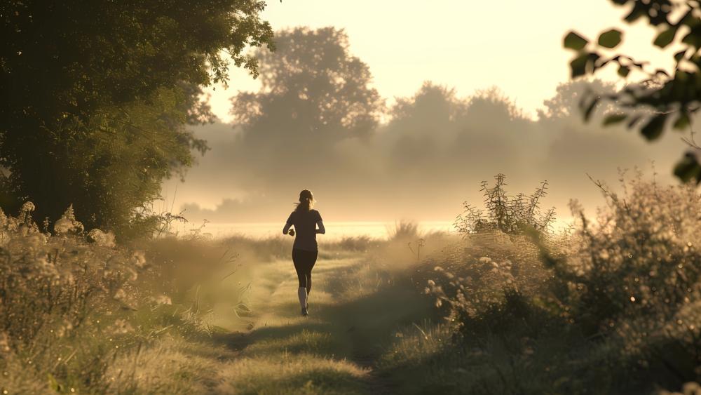 Morning Trail Bliss in Misty Serenity wallpaper