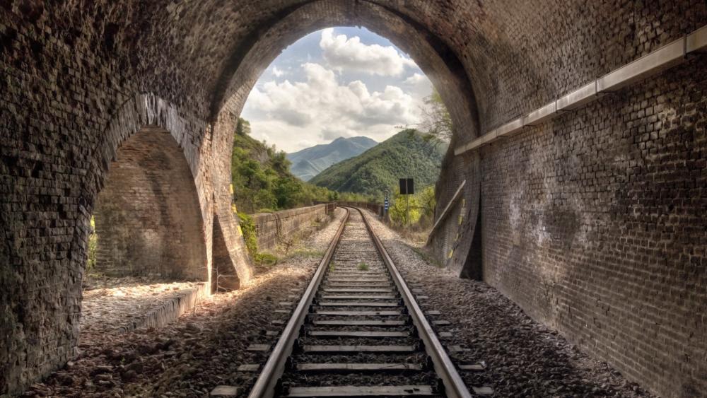 Timeless Journey Through a Railway Tunnel wallpaper