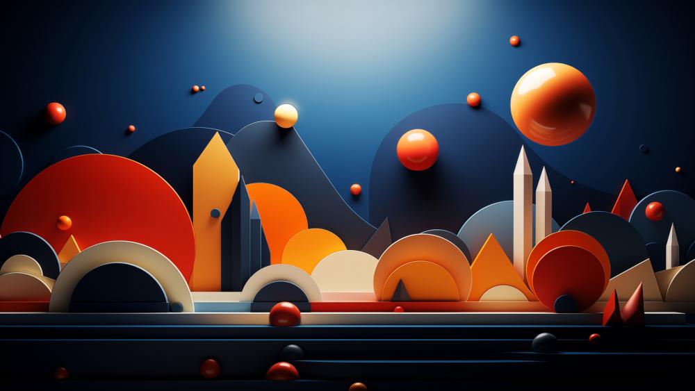 Abstract Geometric Cityscape in 3D Wonder wallpaper