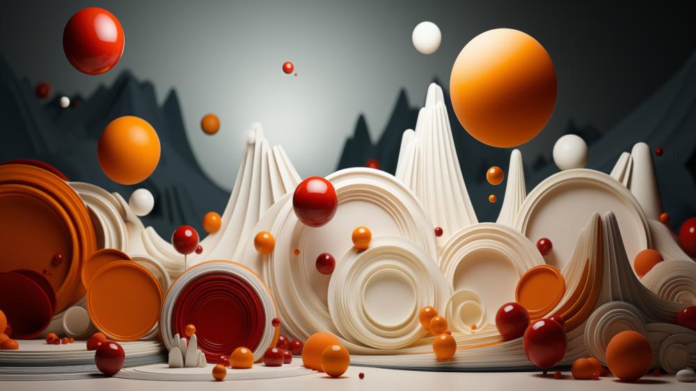 Abstract 3D Spheres and Waves in Harmony 4K Wallpaper wallpaper