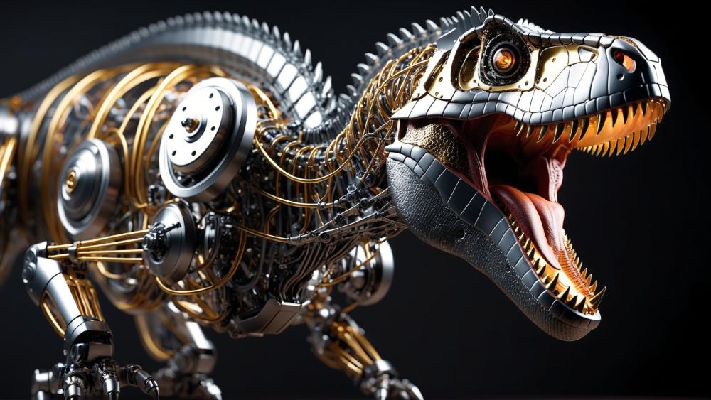 Mechanical Majesty of the Robotic T-Rex wallpaper