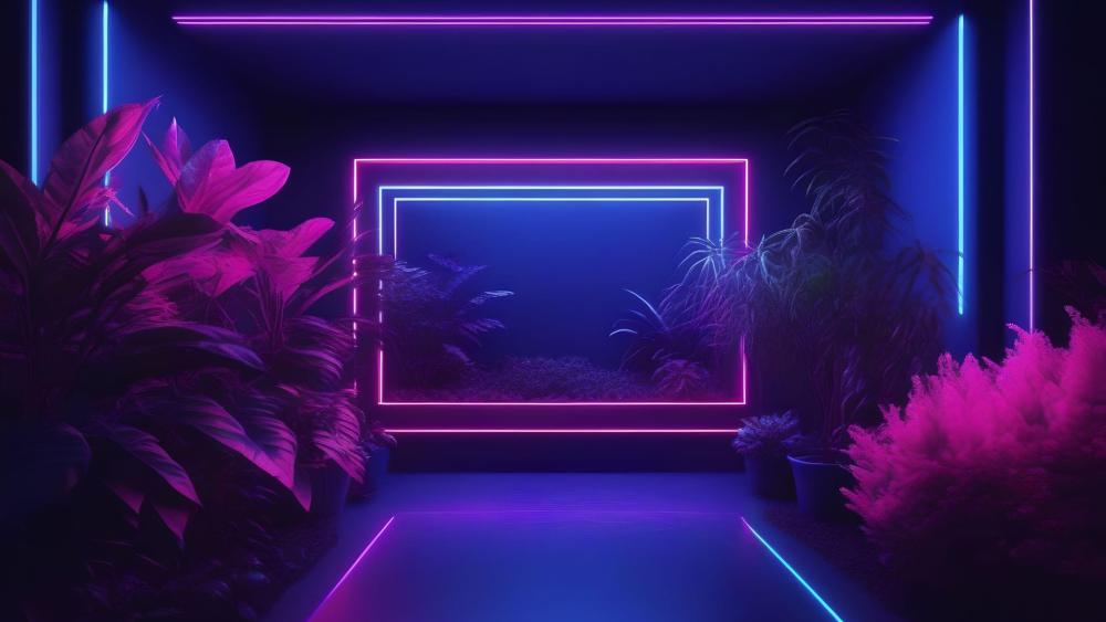 Neon Oasis in a Digital Dreamscape wallpaper