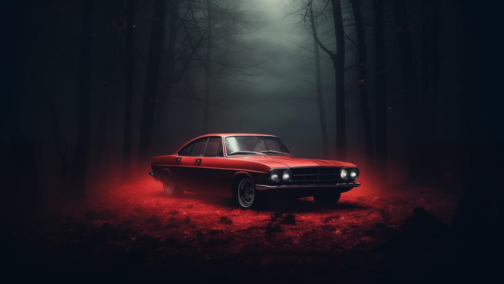 Vintage Muscle in Mysterious Forest wallpaper