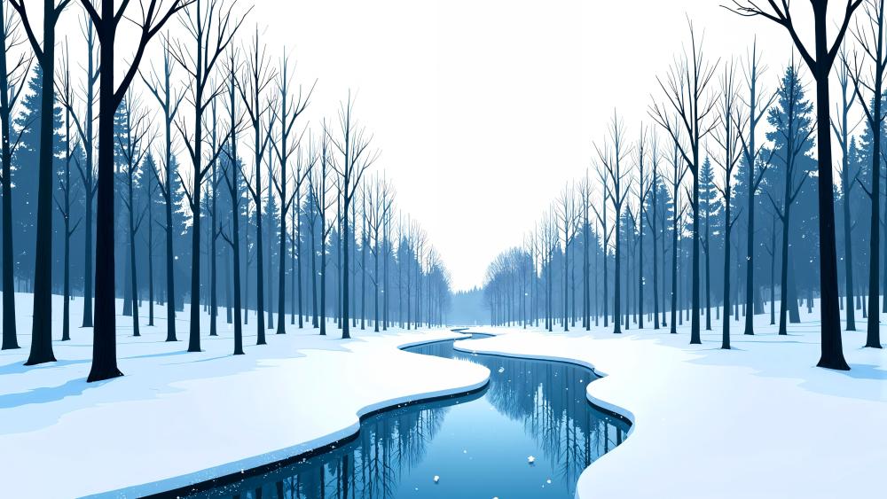 Winter's Quiet Elegance in a Minimal Landscape wallpaper