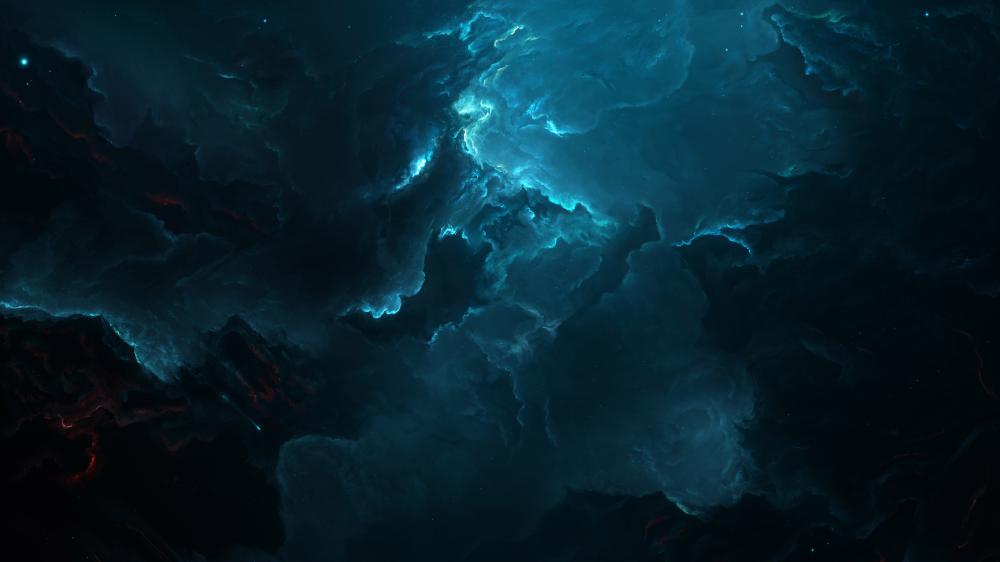 Ethereal Blue Cosmic Clouds wallpaper