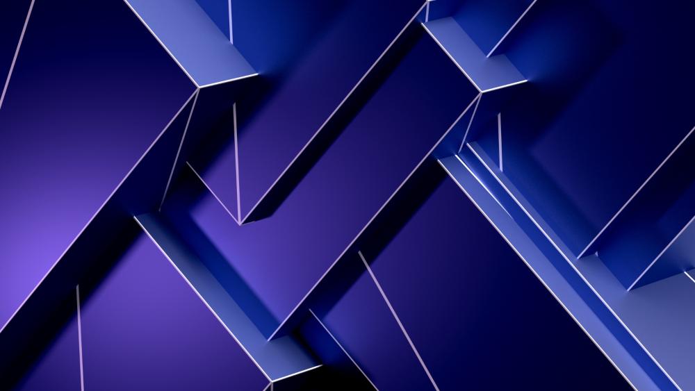 Geometric Blue Symphony in 3D Abstraction wallpaper