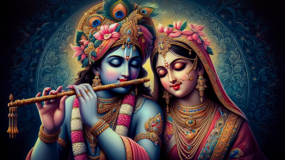 Lord Radha and Goddess Krishna wallpaper