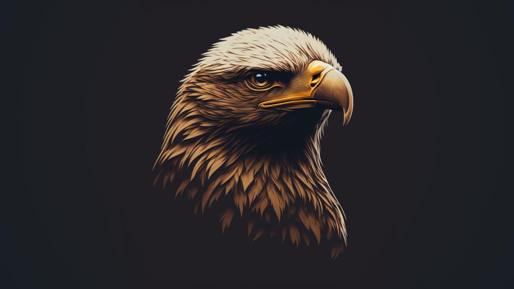 Golden Majesty Eagle Illustration in Minimalist Style wallpaper