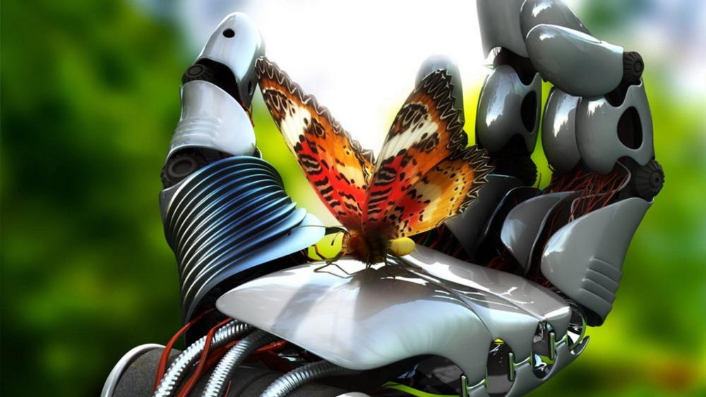 Robotic Grace Nature's Splendor Unveiled wallpaper