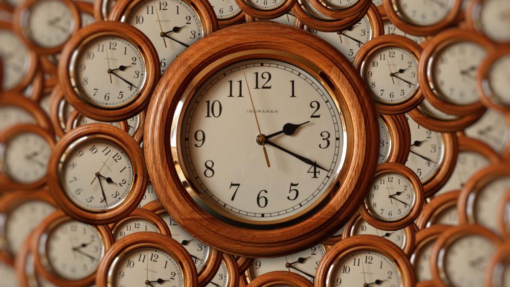 Timeless Harmony of Clocks in Motion wallpaper