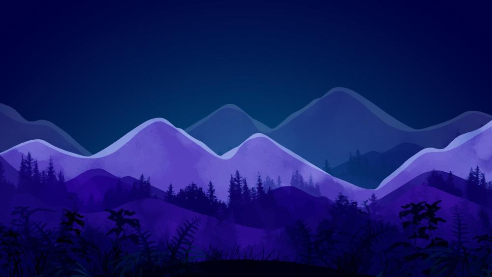 Mystical Nightscape Over Serene Mountains wallpaper