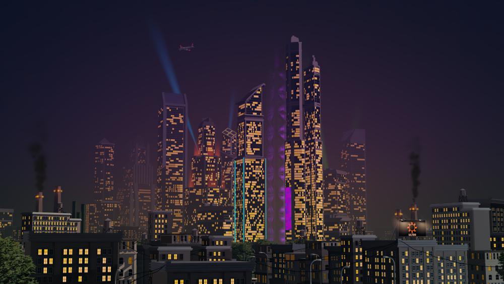 Neon Horizons Urban Fantasy Metropolis wallpaper