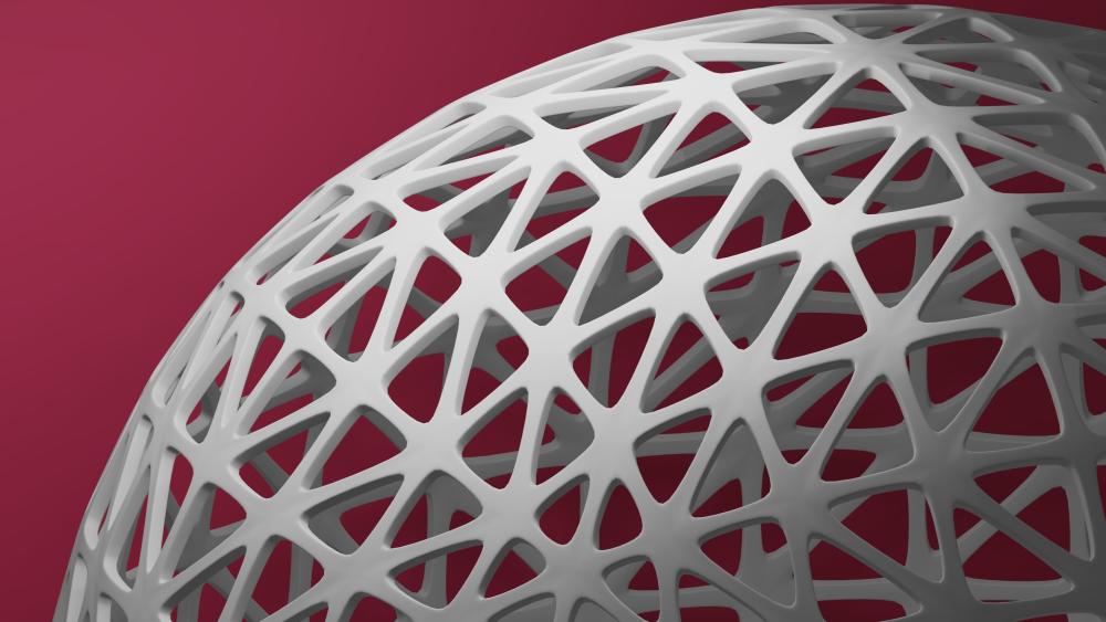 Intricate Red and White 3D Mesh Design wallpaper