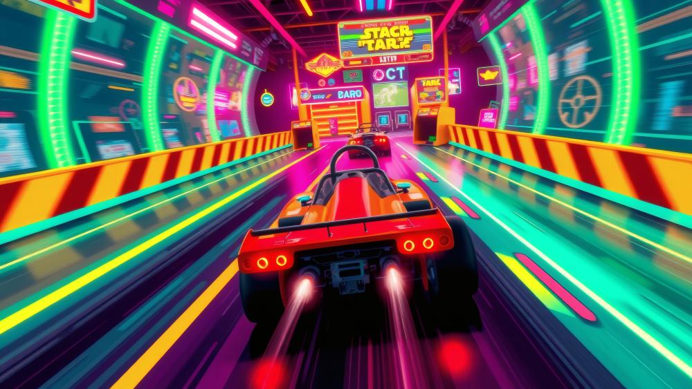 Futuristic Neon Racing Adventure wallpaper