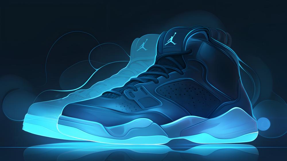 Jordan 11 Blue Neon Glow wallpaper