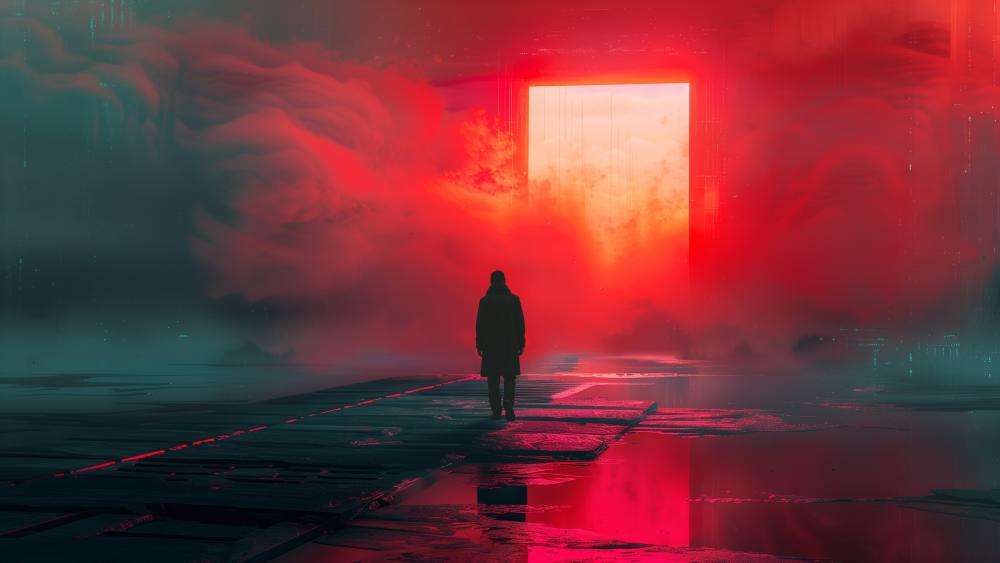 Portal to a Mystical Realm of Red Smoke wallpaper