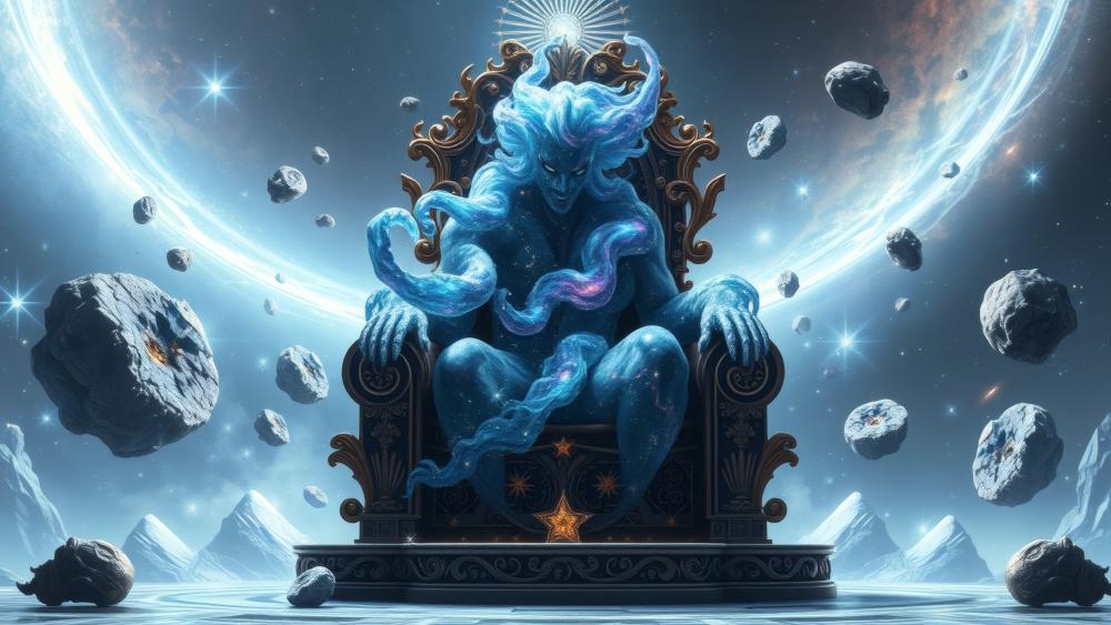 Demonic Cosmic Throne in a Celestial Realm wallpaper