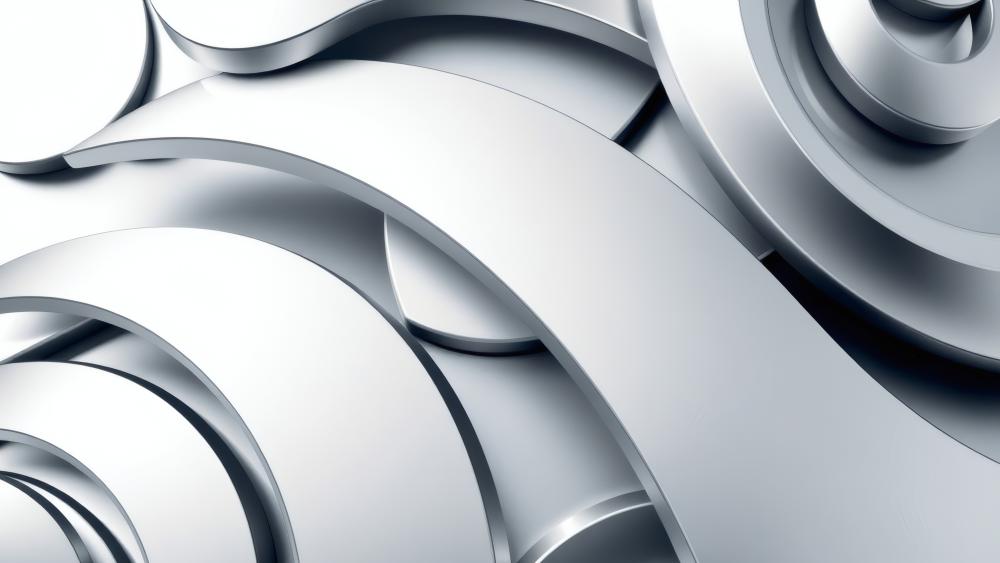 Elegant Flow of Silver Waves in 3D Design wallpaper