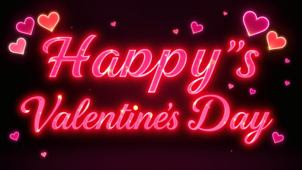 Valentine's Day Neon Glow Magic wallpaper