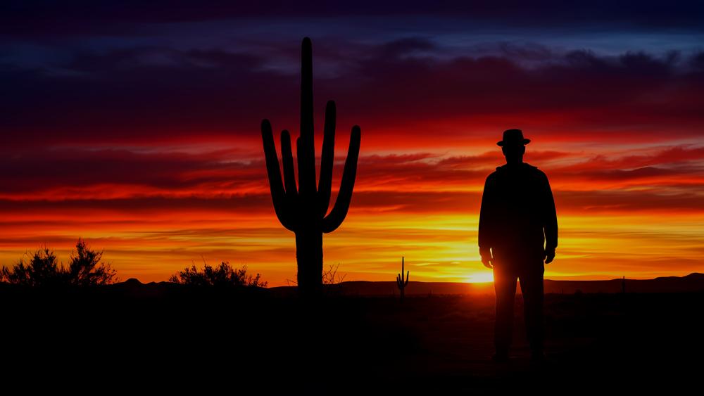 Western Dreamscape Sunrise Silhouettes wallpaper